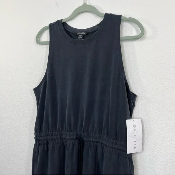 Athleta NWT Seasoft Midi Elastic Waist Sports Dress size Large Soft Black Black - Picture 4 of 11
